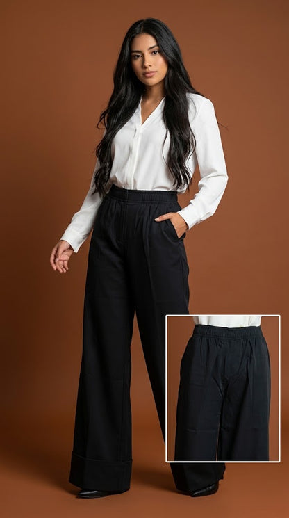 Pantalón palazzo negro / ANE1001-13