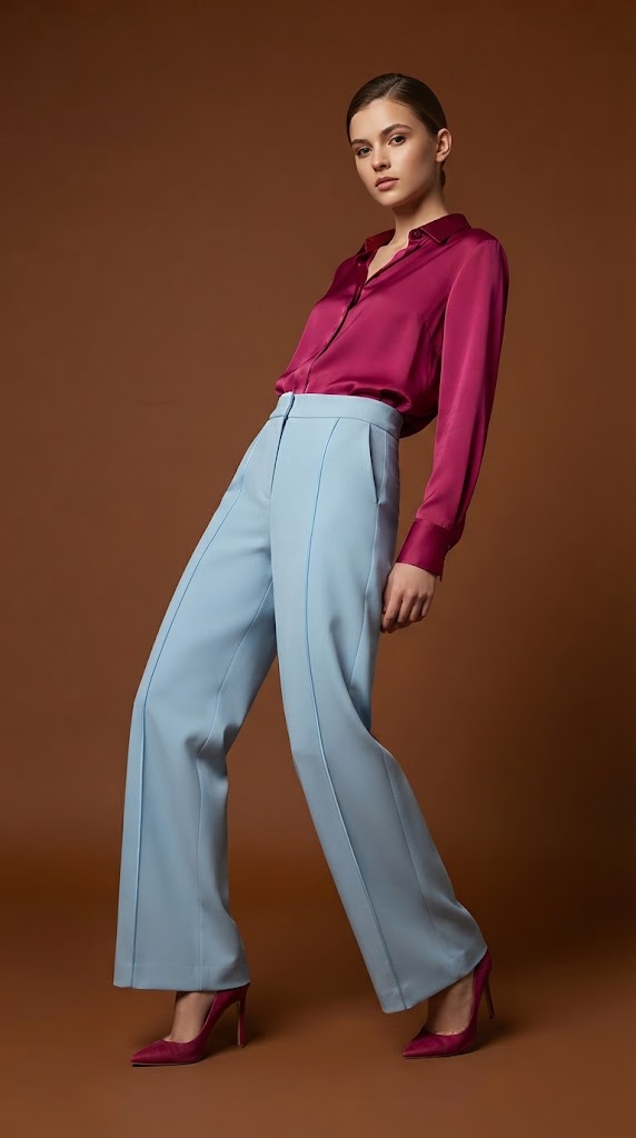 Pantalón palazzo celeste / ANE1001-12