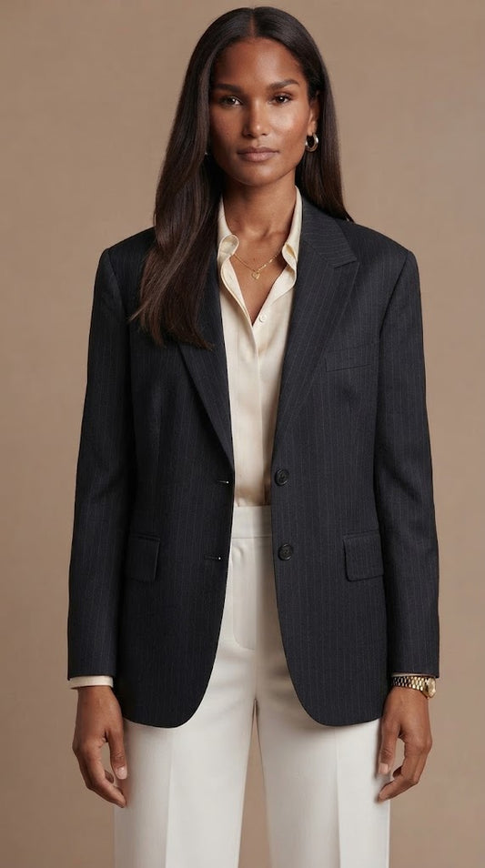 Blazer sastre azul oscuro con líneas – ANBL2610